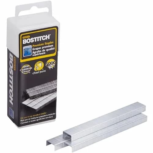 Bostitch Office Standard Staples 1/4 Inch 5000 Count | High Carbon Steel for 28 Sheets thumbnail 1