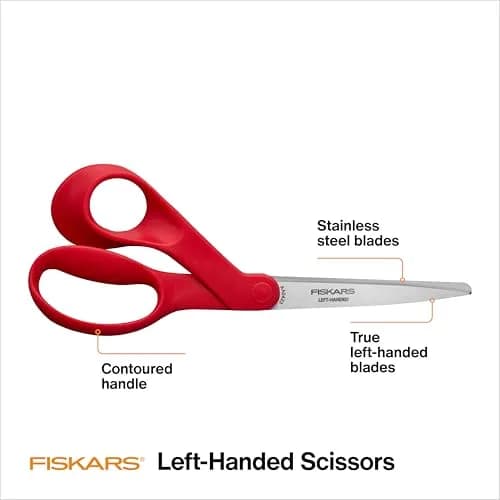 Fiskars Left-Handed Scissors, 20 cm (8") Precision Crafting Shears | Stainless Steel Blades for Fabric, Paper, and Crafts thumbnail 2