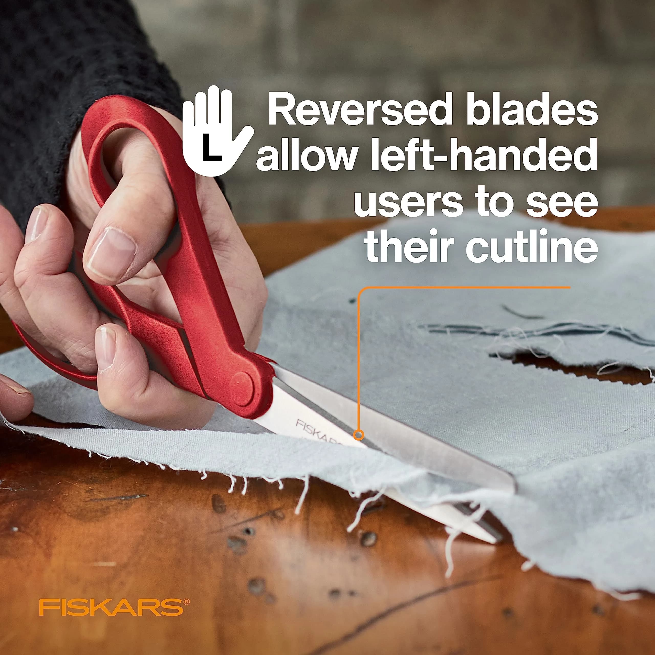 Fiskars Left-Handed Scissors, 20 cm (8") Precision Crafting Shears | Stainless Steel Blades for Fabric, Paper, and Crafts - view 3