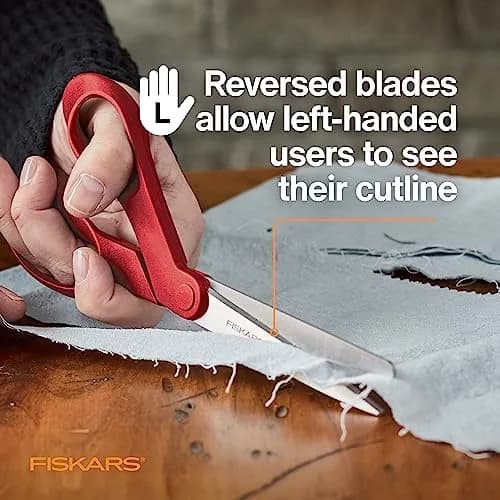 Fiskars Left-Handed Scissors, 20 cm (8") Precision Crafting Shears | Stainless Steel Blades for Fabric, Paper, and Crafts thumbnail 3