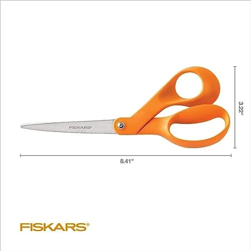 Fiskars 8" Original Orange-Handled Stainless Steel Scissors | 20.32 cm (8 Inch) All-Purpose Paper and Fabric Scissors thumbnail 6