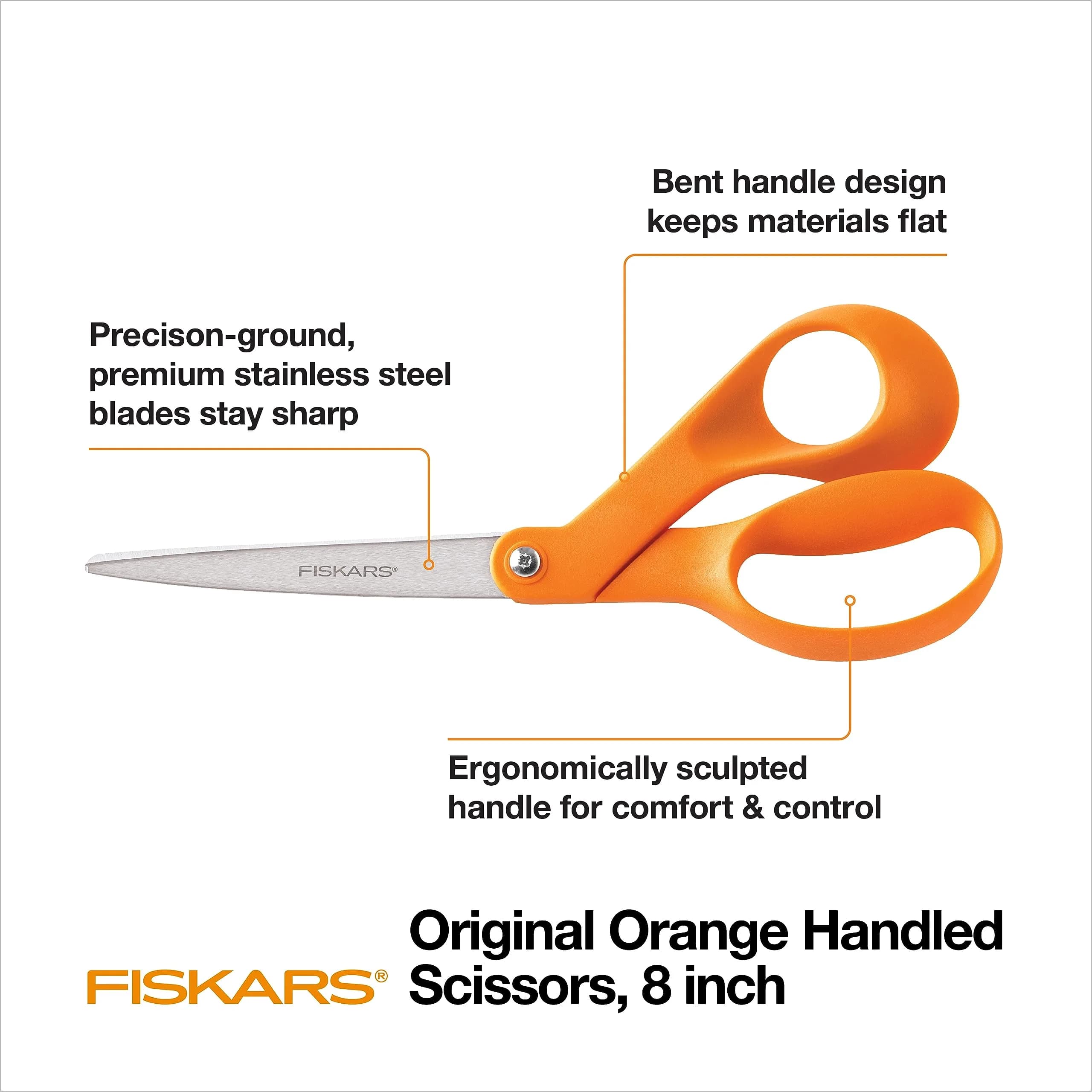 Fiskars Orange-Handled 8-Inch Left-Handed Scissors for Precision Crafting - view 2