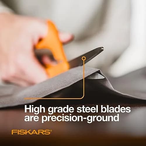 Fiskars 8" Original Orange-Handled Stainless Steel Scissors | 20.32 cm (8 Inch) All-Purpose Paper and Fabric Scissors thumbnail 3