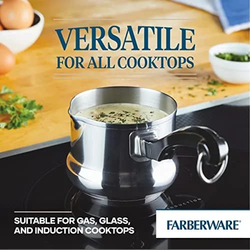 Farberware Classic Series Stainless Steel Butter Warmer Melting Pot | Compact 0.6 Quarts for Melting & Heating thumbnail 3