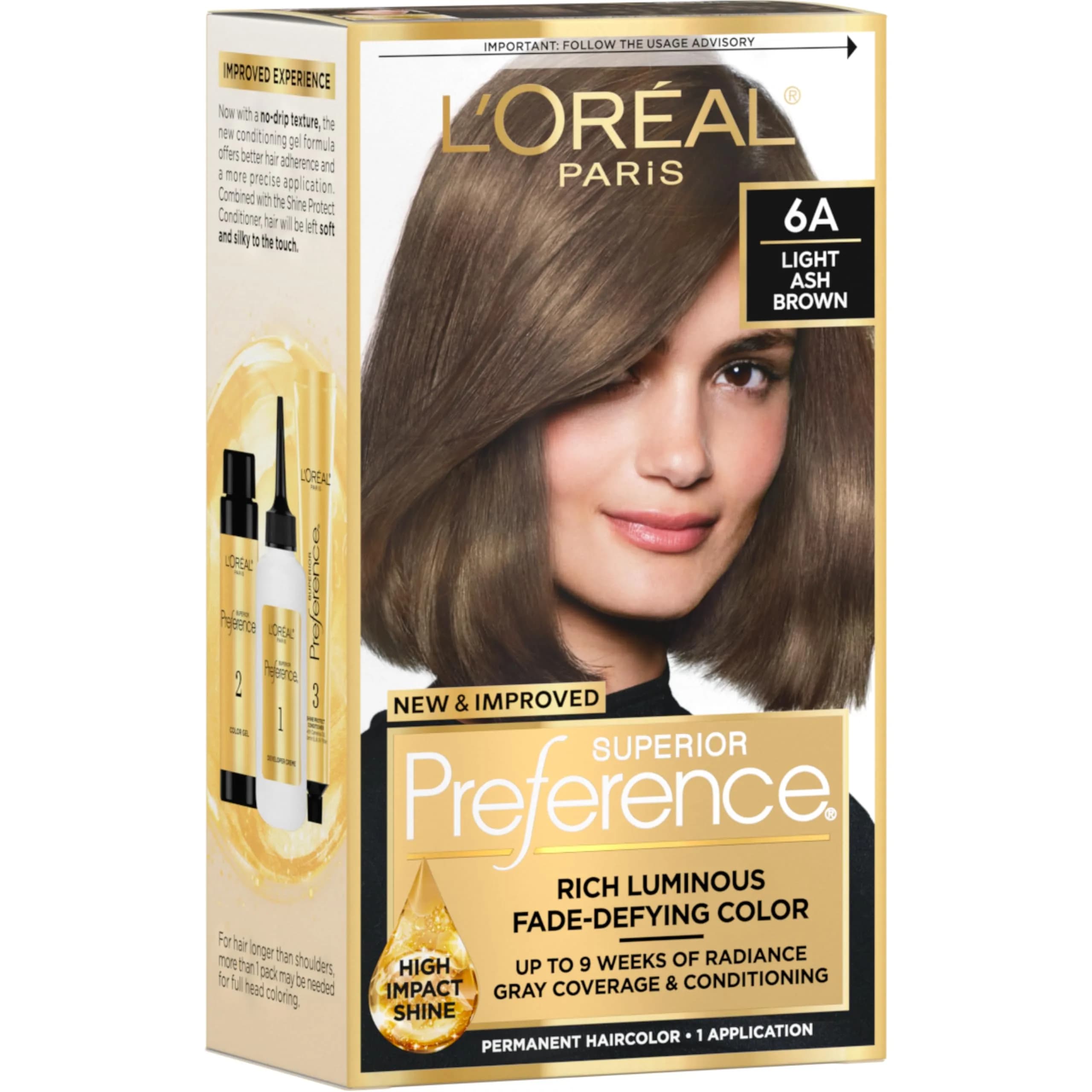 L'Oreal Paris Superior Preference Permanent Hair Color, 6A Light Ash Brown | Fade-Defying Radiance Up to 9 Weeks thumbnail 1