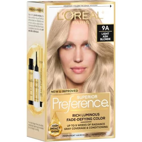 L'Oreal Paris Superior Preference Permanent Hair Color Light Ash Blonde 9A | Fade-Defying Radiance thumbnail 1