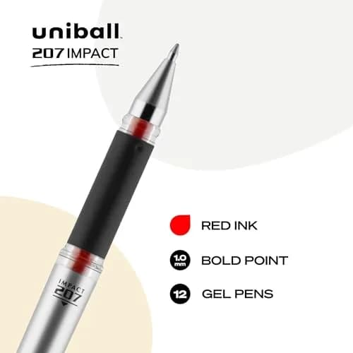 Uni-Ball Gel Impact Pen 1.0mm Red | Bold, Water & Fade-Resistant, Refillable thumbnail 2