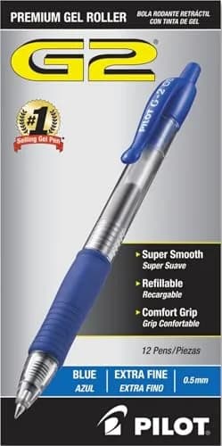 PILOT G2 Premium Gel Roller Pens, Extra Fine Point 0.5 mm, Blue Ink, Pack of 12 | Smooth Writing Instrument - main product image