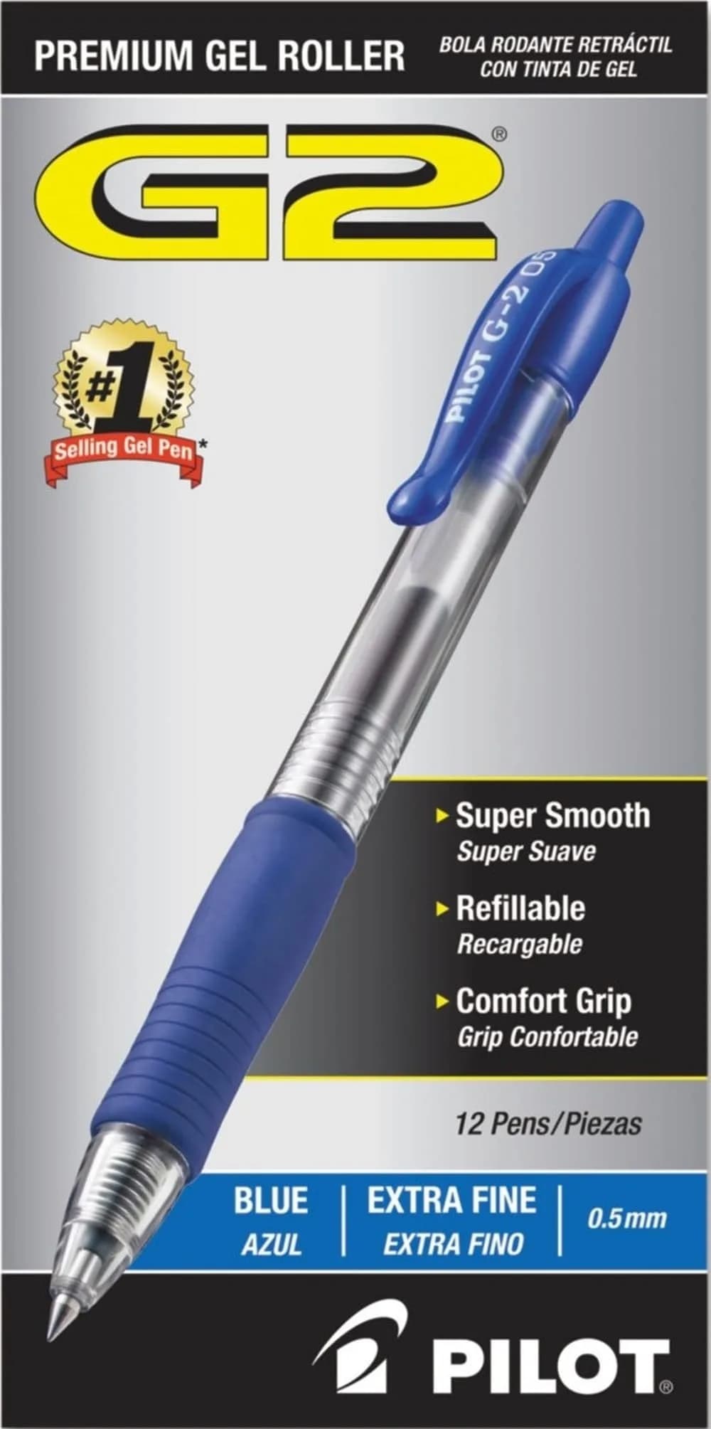 PILOT G2 Premium Gel Roller Pens, Extra Fine Point 0.5 mm, Blue Ink, Pack of 12 | Smooth Writing Instrument thumbnail 1