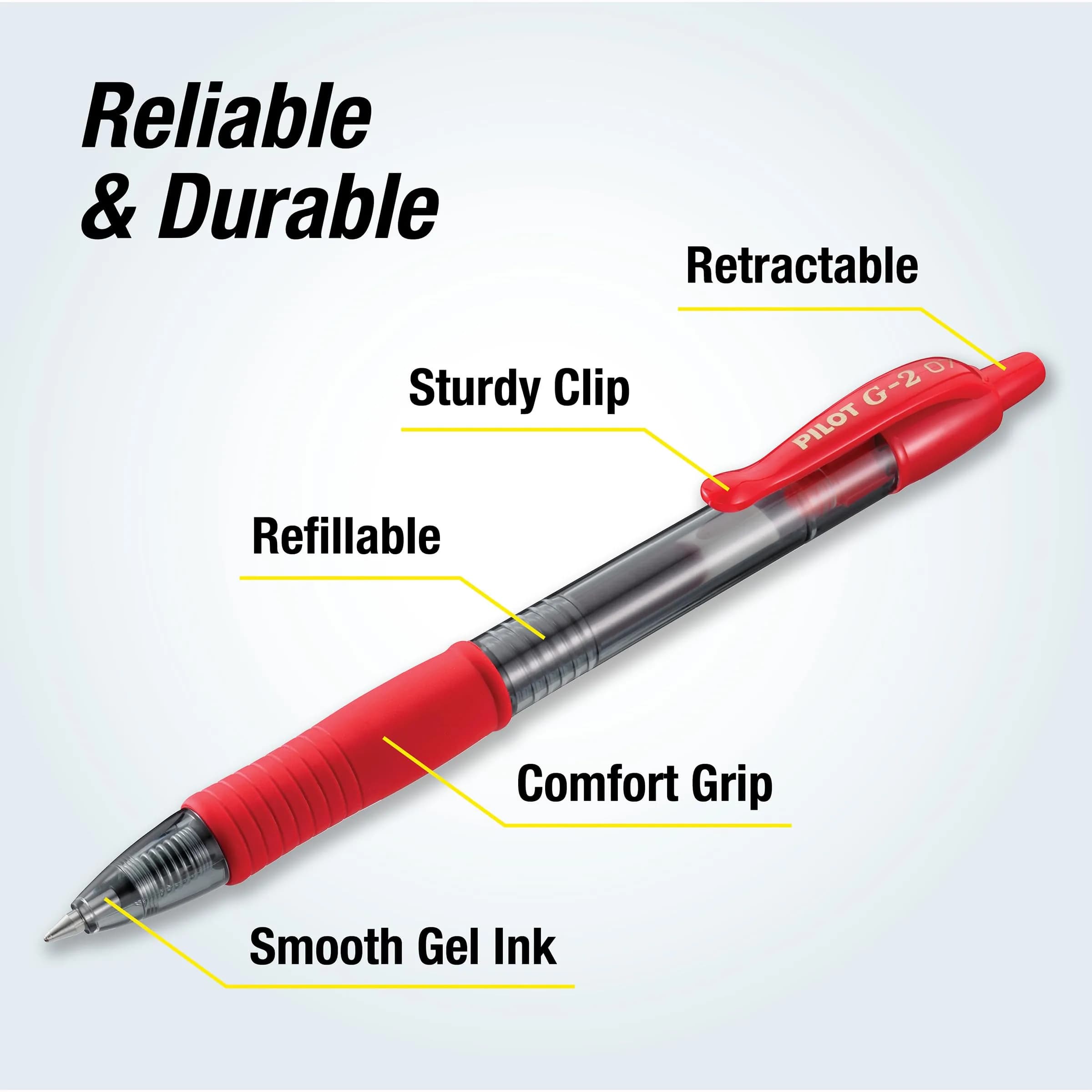 PILOT G2 Premium Retractable Gel Pens - Fine Point, Vivid Red Ink, 24 Count | Smooth Writing for Notes & Assignments - view 3