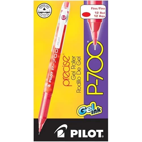 PILOT Precise P-700 Gel Ink Rollerball Pen 0.7mm | Smooth, Precise, Smudge-Proof Red Ink thumbnail 2
