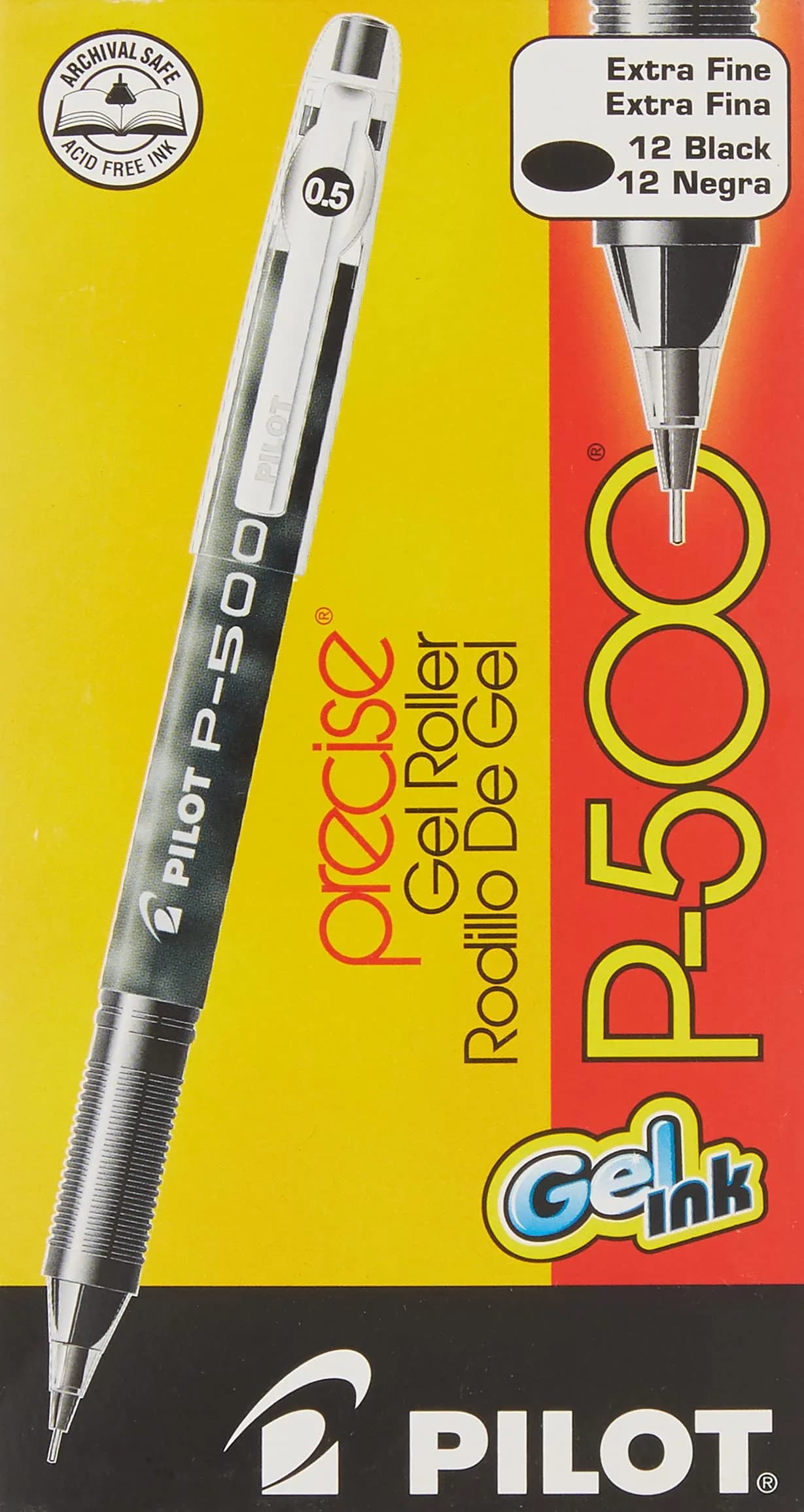 PILOT Precise P-700 Gel Ink Rolling Ball Pens, Extra Fine 0.5mm Black Ink, 12 Count | Smooth Writing & Smudge-Proof - view 3