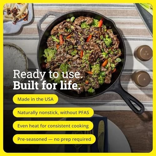 Lodge Seasoned Cast Iron Skillet 12 Inches (30 cm) | Naturally Non-Stick & Oven Safe thumbnail 5