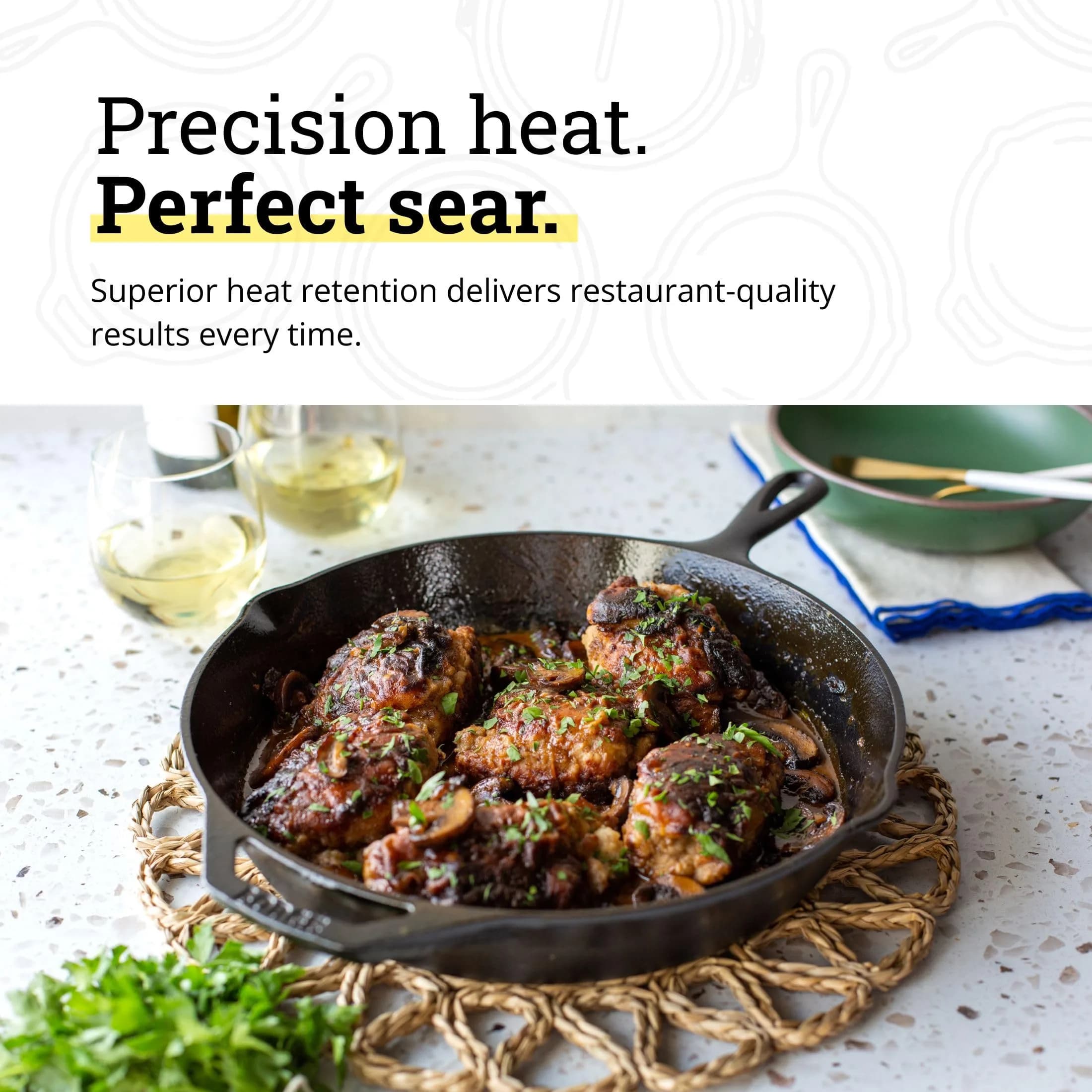 Lodge Seasoned Cast Iron Skillet 12 Inches (30 cm) | Naturally Non-Stick & Oven Safe - view 6