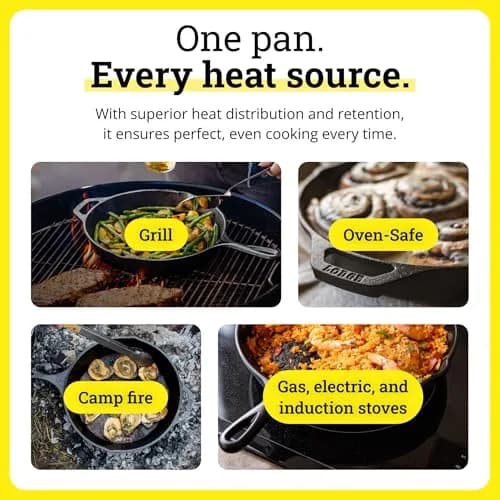 Lodge Seasoned Cast Iron Skillet 12 Inches (30 cm) | Naturally Non-Stick & Oven Safe thumbnail 7