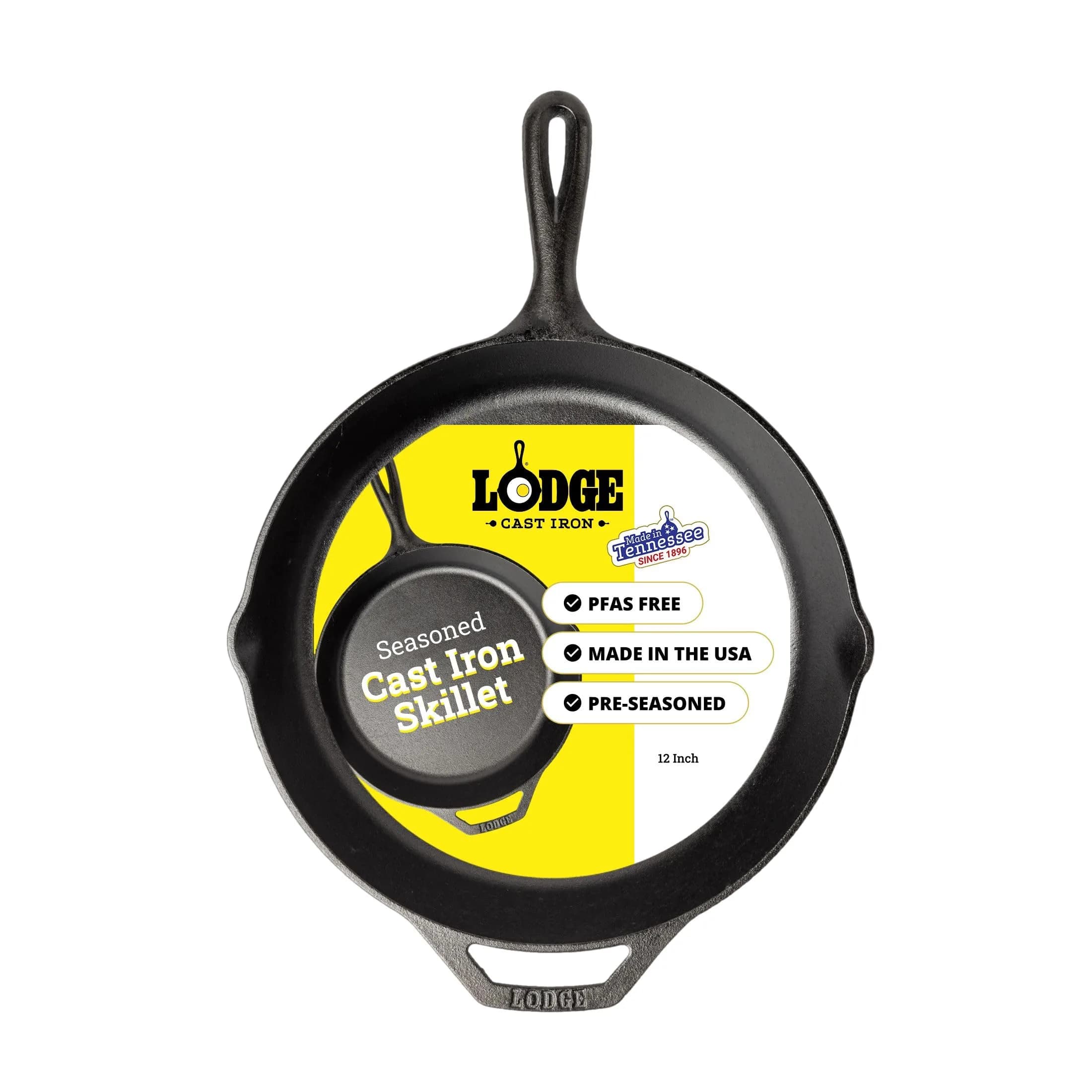 Lodge Seasoned Cast Iron Skillet 12 Inches (30 cm) | Naturally Non-Stick & Oven Safe - main product image