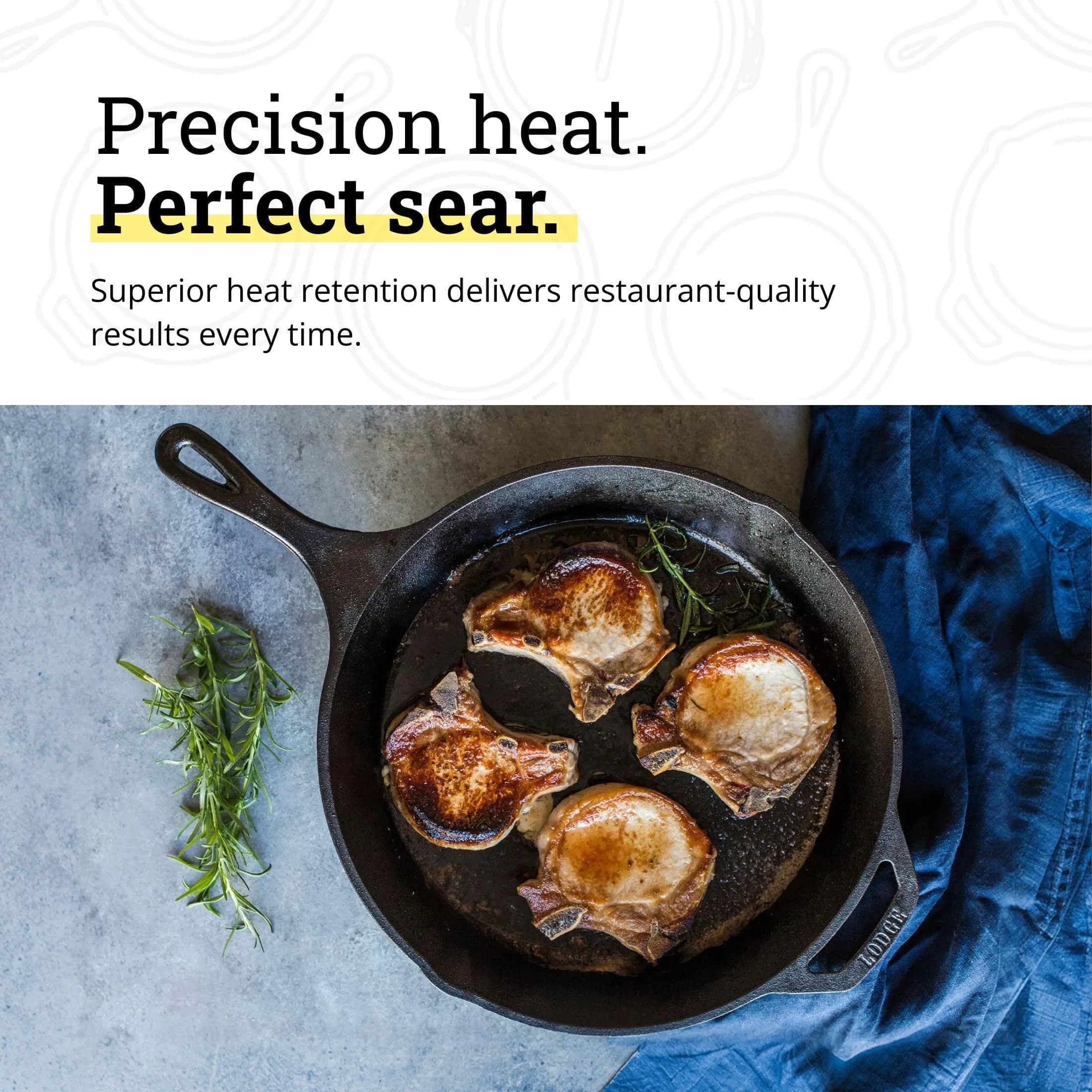 Lodge Seasoned Cast Iron Skillet 13.25 Inches (33.65 cm) | Heavy-Duty, Non-Stick, Oven-Safe Cookware - view 5