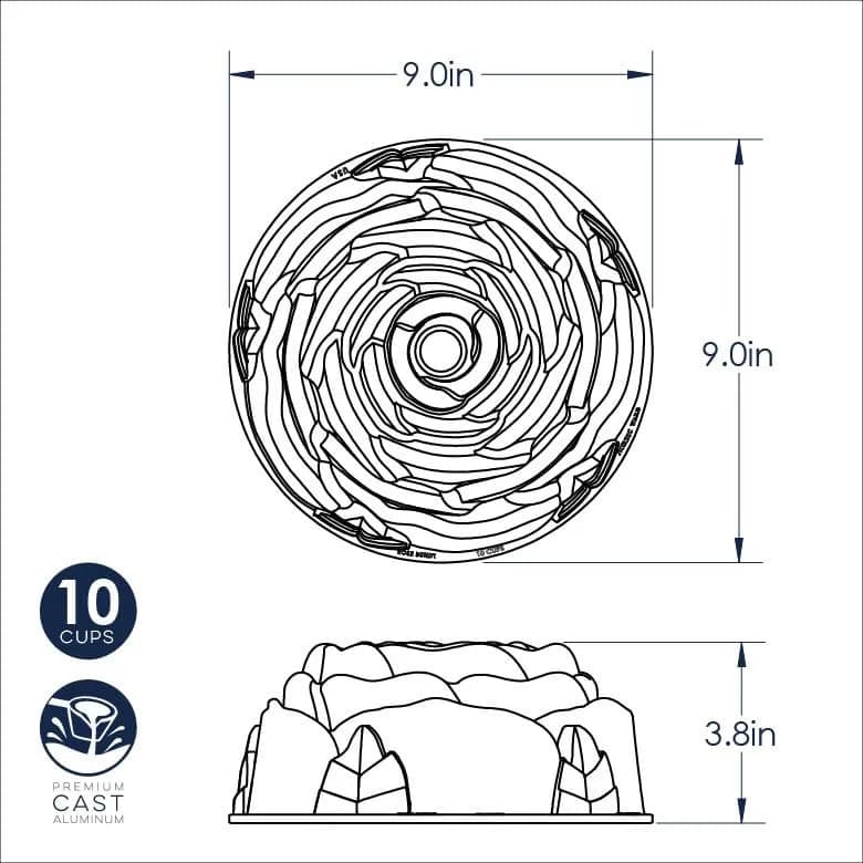 Nordic Ware Rose Cast Aluminum Bundt Pan | 10-Cup Capacity, Even Baking, Nonstick, Made in USA thumbnail 6