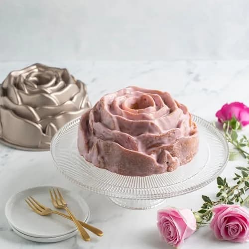 Nordic Ware Rose Cast Aluminum Bundt Pan | 10-Cup Capacity, Even Baking, Nonstick, Made in USA thumbnail 2
