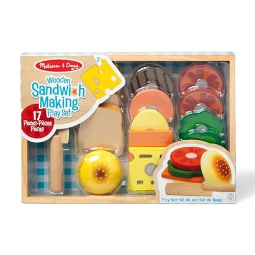 Melissa & Doug Wooden Sandwich-Making Pretend Play Food Set for Kids Ages 3+ | 16 Wooden Ingredients, Realistic Details thumbnail 6