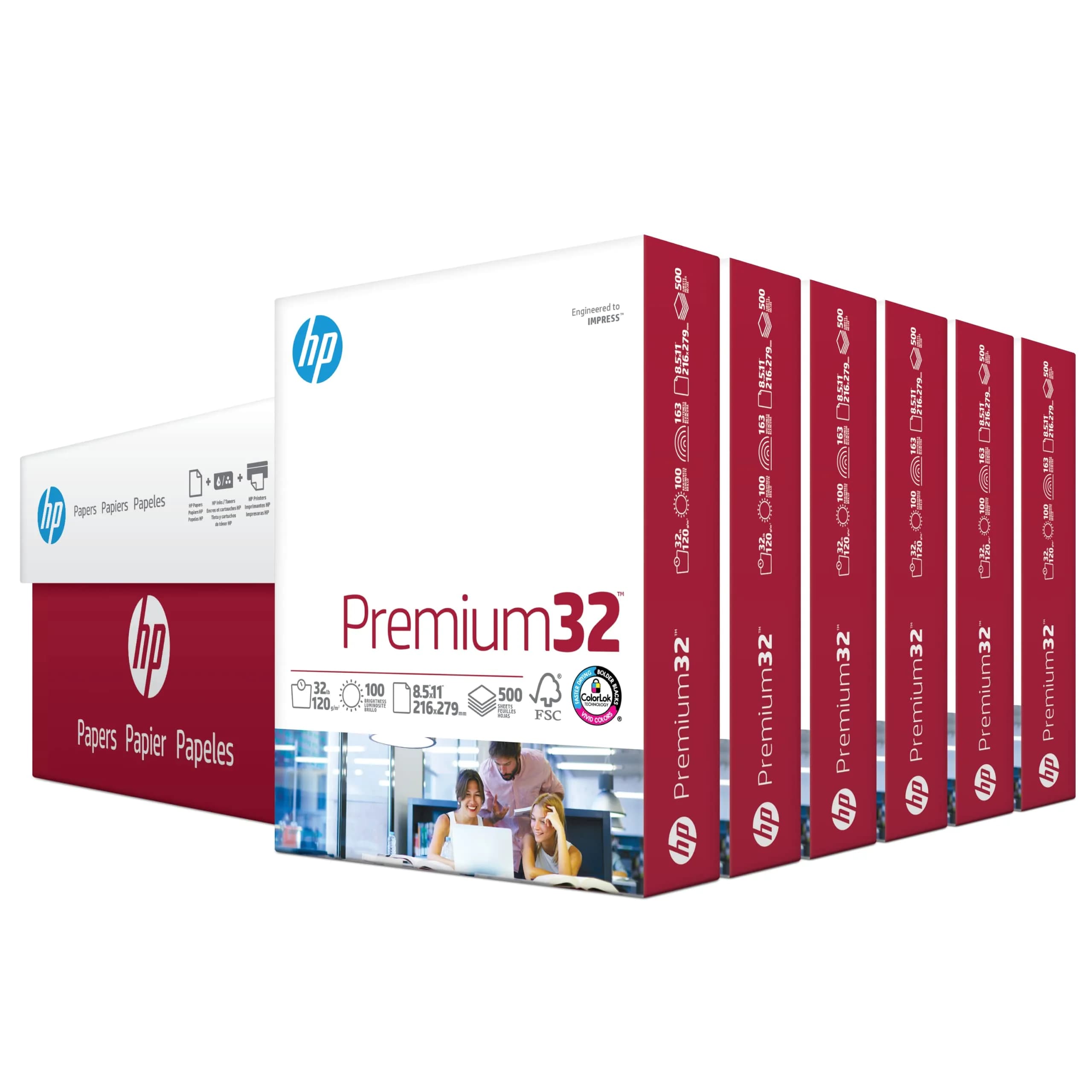 HP Papers Premium 32 lb Printer Paper 8.5 x 11 Inch | 6 Reams (3000 Sheets) | 100 Bright - main product image