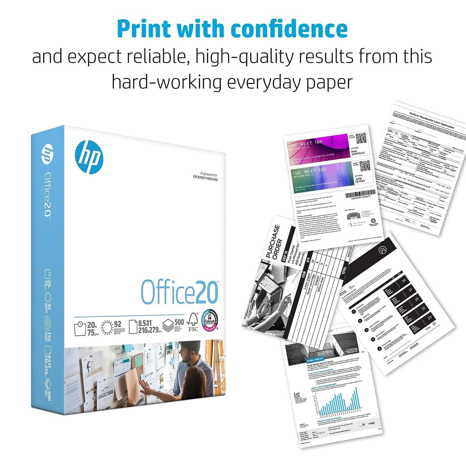 HP Papers Office 20 lb Legal Paper 21.6 x 35.6 cm (8.5 x 14 inches) 500 Sheets | FSC Certified, 92 Bright - view 3