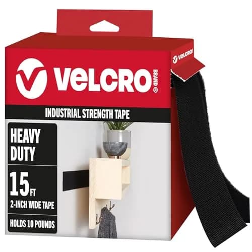 VELCRO Heavy Duty Tape with Adhesive, Black, 15 Ft x 2 in Roll | Strong Industrial Fasteners for Indoor & Outdoor Use thumbnail 1