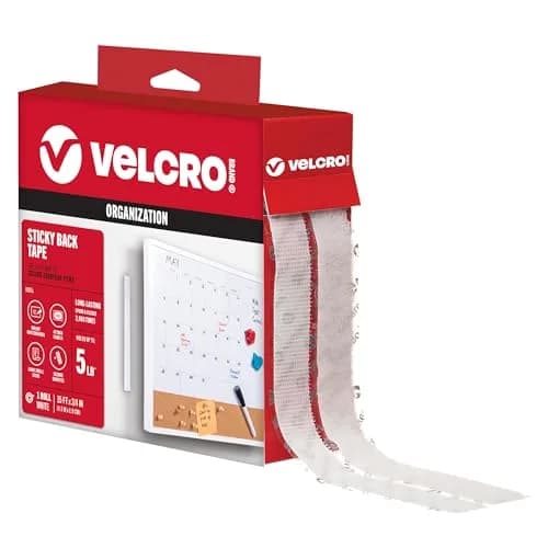 VELCRO Brand Sticky Back Hook and Loop Fasteners, White, 15 Ft Tape Roll | Strong Adhesive for Home & Office thumbnail 1