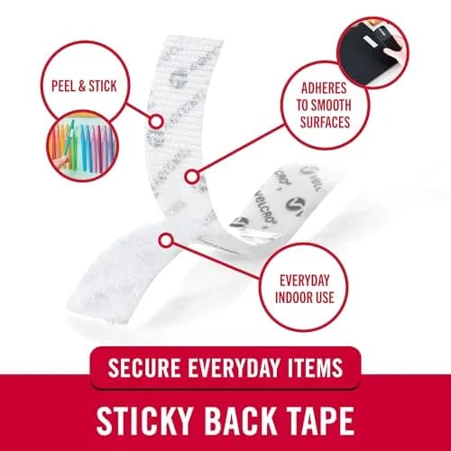 VELCRO Brand Sticky Back Hook and Loop Fasteners, White, 15 Ft Tape Roll | Strong Adhesive for Home & Office thumbnail 2