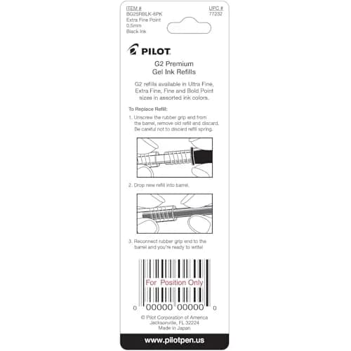 Pilot G2 Gel Ink Refills Extra Fine Point 0.5 mm Black 2 Count | Smooth Ink Flow for Students & Office thumbnail 4
