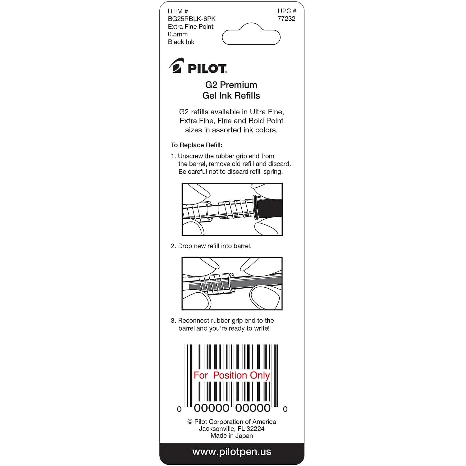 Pilot G2 Gel Ink Refills Fine Point 0.7 mm Black 2 Count - view 4