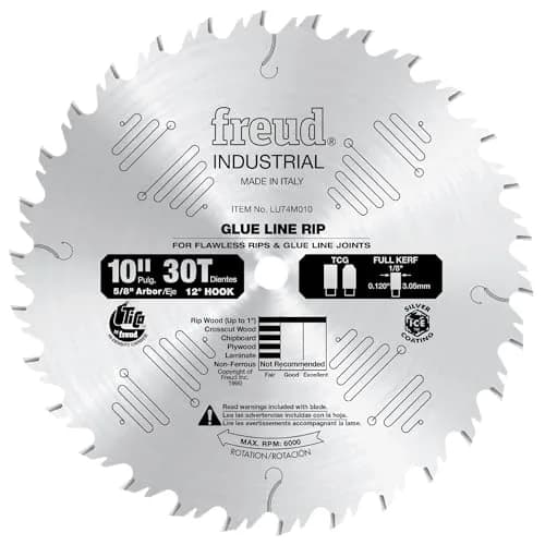 Freud 10-Inch 30 Tooth TCG Glue Line Ripping Saw Blade | Heavy-Duty, Anti-Vibration, Silver Coated (10 inch, 30T) thumbnail 1