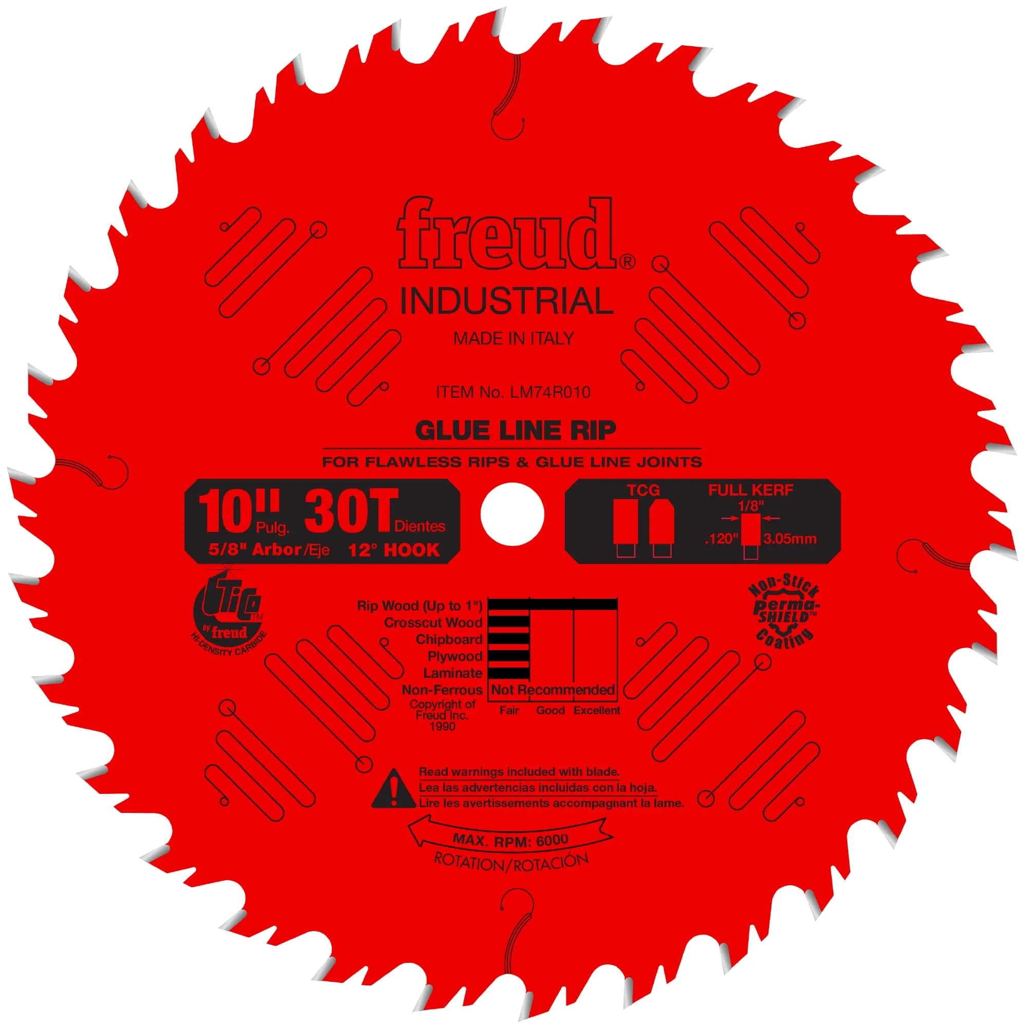 Freud 10-Inch 30 Tooth TCG Glue Line Ripping Saw Blade | Heavy-Duty, Smooth Finish, Long Life