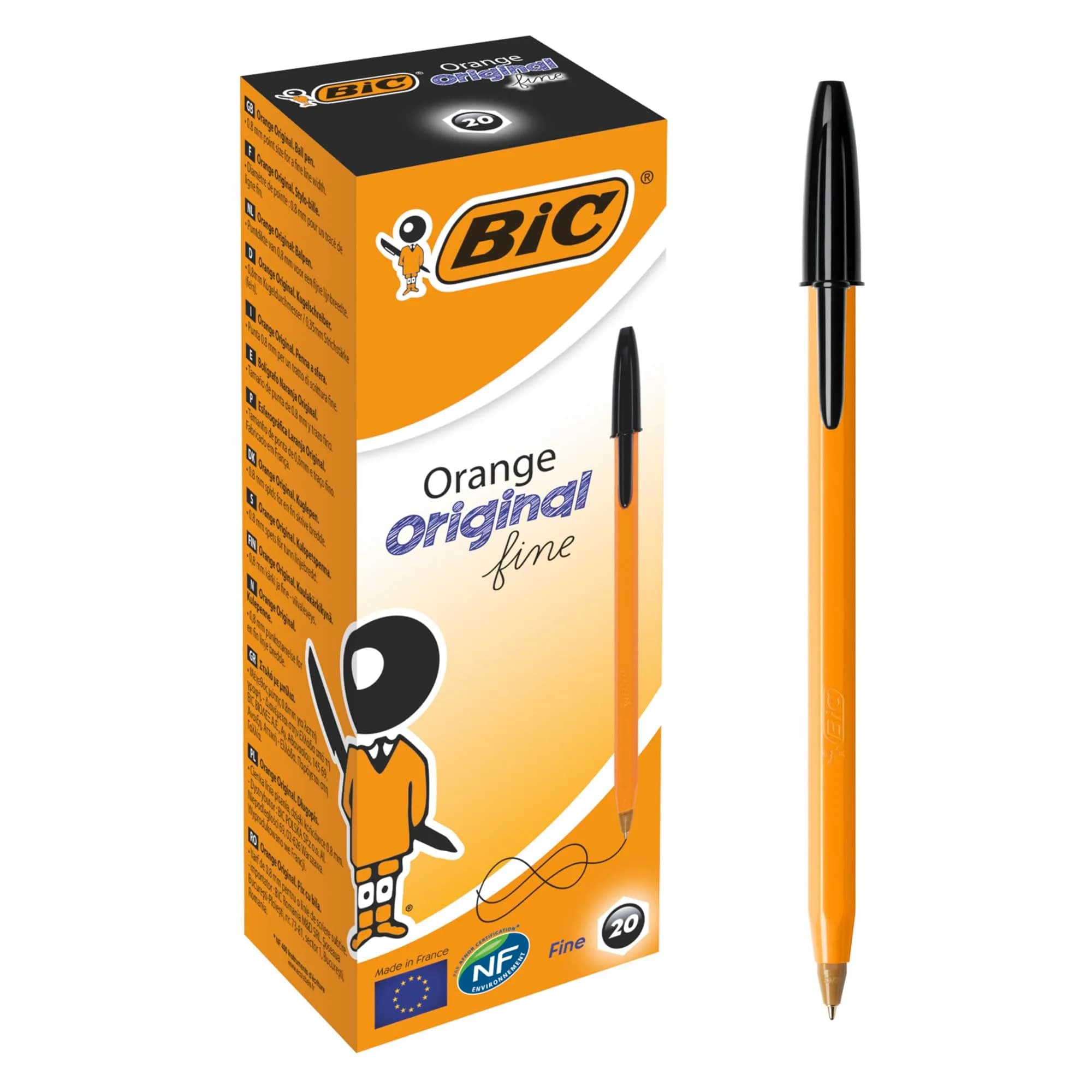 BIC Orange Fine Ballpoint Pen 0.8mm | Long-Lasting Ink, Precise Fine Point (20 Pack)