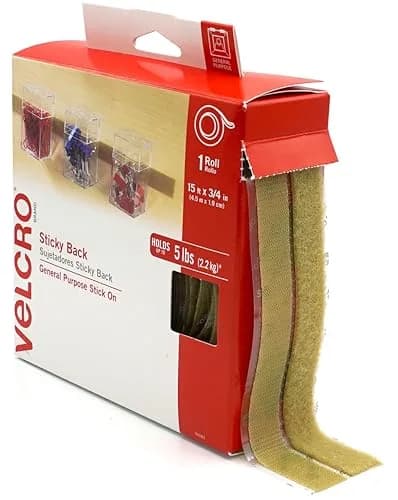VELCRO Brand Sticky Back Hook and Loop Fasteners, Beige, 15 Ft Tape Roll | Strong Adhesive for Home & Office thumbnail 1
