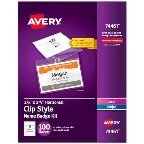 Avery Clip Style Name Tags, 2.25" x 3.5" | Reusable, Professional Badge Holders for ID & Events thumbnail 1