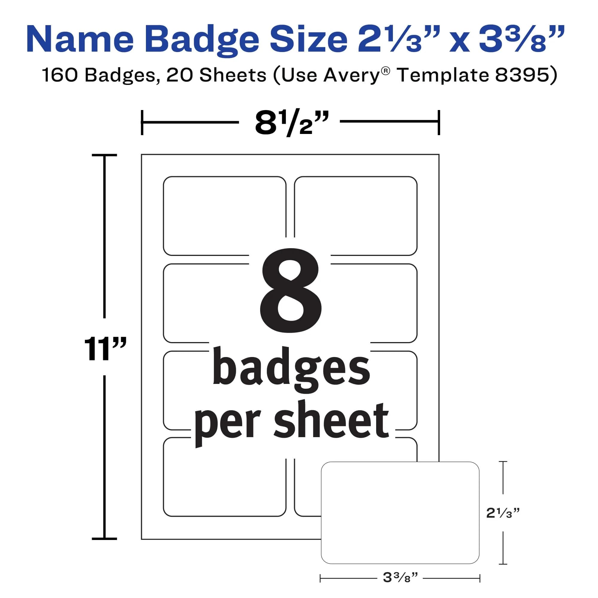 Avery® Matte White Removable Name Tags, 2-1/3" x 3-3/8", 160 Labels per Pack - view 4