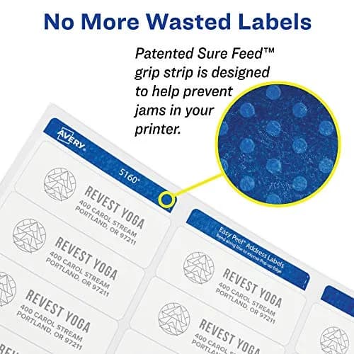 Avery Printable Address Labels 0.75" x 2.25" Matte White 750 Labels | Sure Feed Technology for Laser & Inkjet Printers thumbnail 2