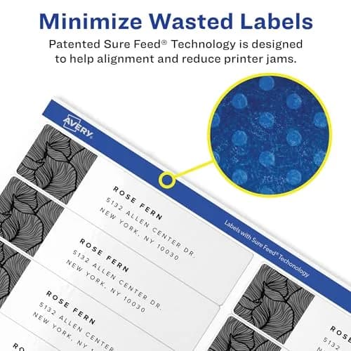 Avery Easy Peel Printable Address Labels with Sure Feed, 1" x 4", White, 5,000 Labels | Professional Grade thumbnail 2