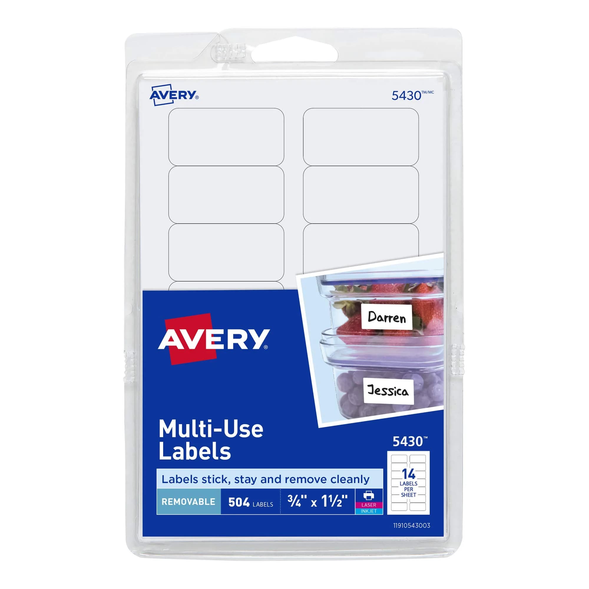 Avery Removable Labels 0.75" x 1.5" | Customizable, Easy to Remove, Compatible with Laser & Inkjet Printers — White