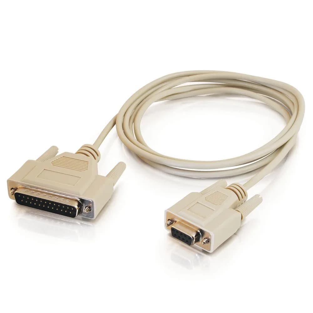 C2G DB25 Male to DB9 Female Serial RS232 Null Modem Cable 6 Feet Beige — Beige
