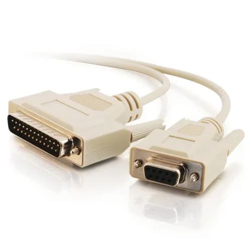 C2G DB25 Male to DB9 Female Serial RS232 Null Modem Cable 6 Feet Beige thumbnail 4