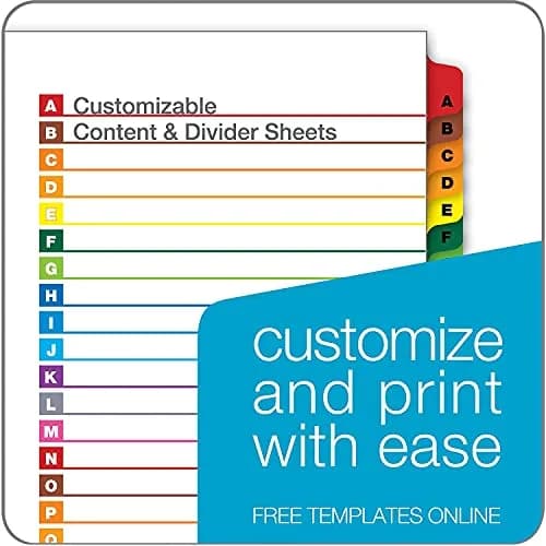 Cardinal Binder Dividers, A–Z Tab, Reversible Multicolor, Lettered, 1 Set (60218) | Customizable Table of Contents thumbnail 3