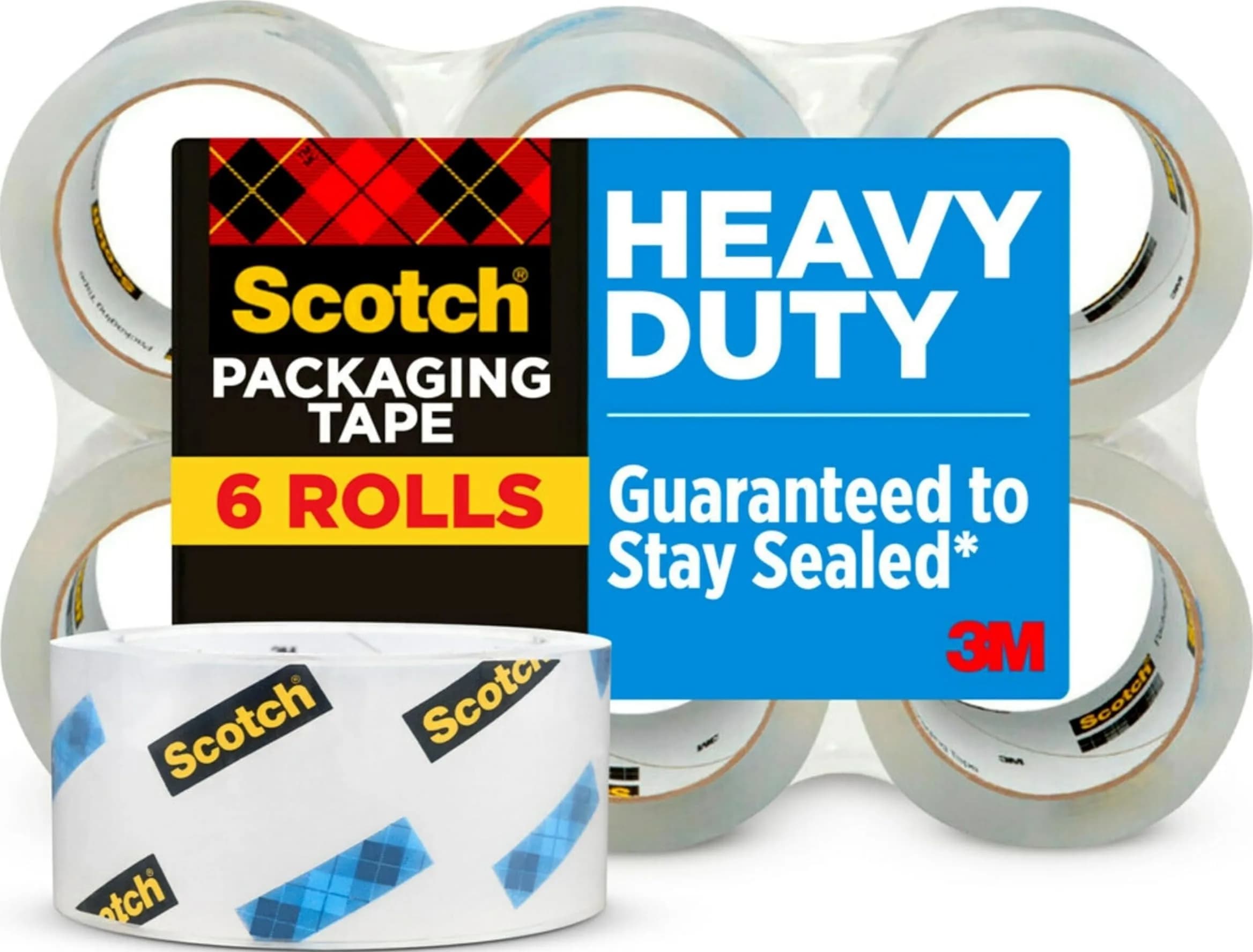 Scotch Heavy Duty Shipping Packaging Tape 3850 Clear 1.88 in x 54.6 yd (48 mm x 50 m) 12 Rolls | Industrial Strength Adhesive — Heavy Duty Tape