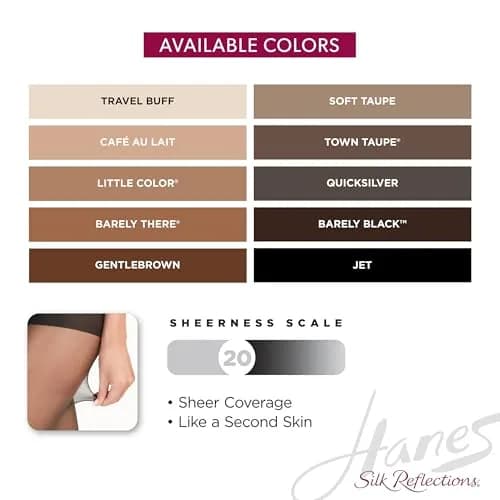 Hanes Silk Reflections Sheer Toe Pantyhose Size C-D | Silky Sheer, Non Control, Jet Black, Pack of 1 thumbnail 5