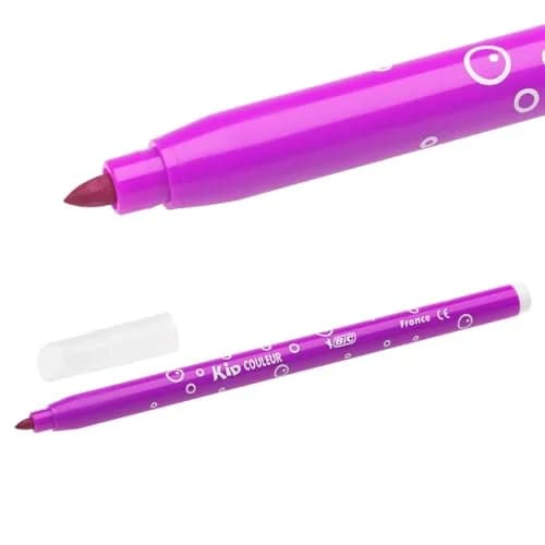 BIC Kids Kid Couleur Felt Tip Colouring Pens - Assorted Colours, Cardboard Wallet of 12 | Washable & Safe for Kids 5+ thumbnail 3