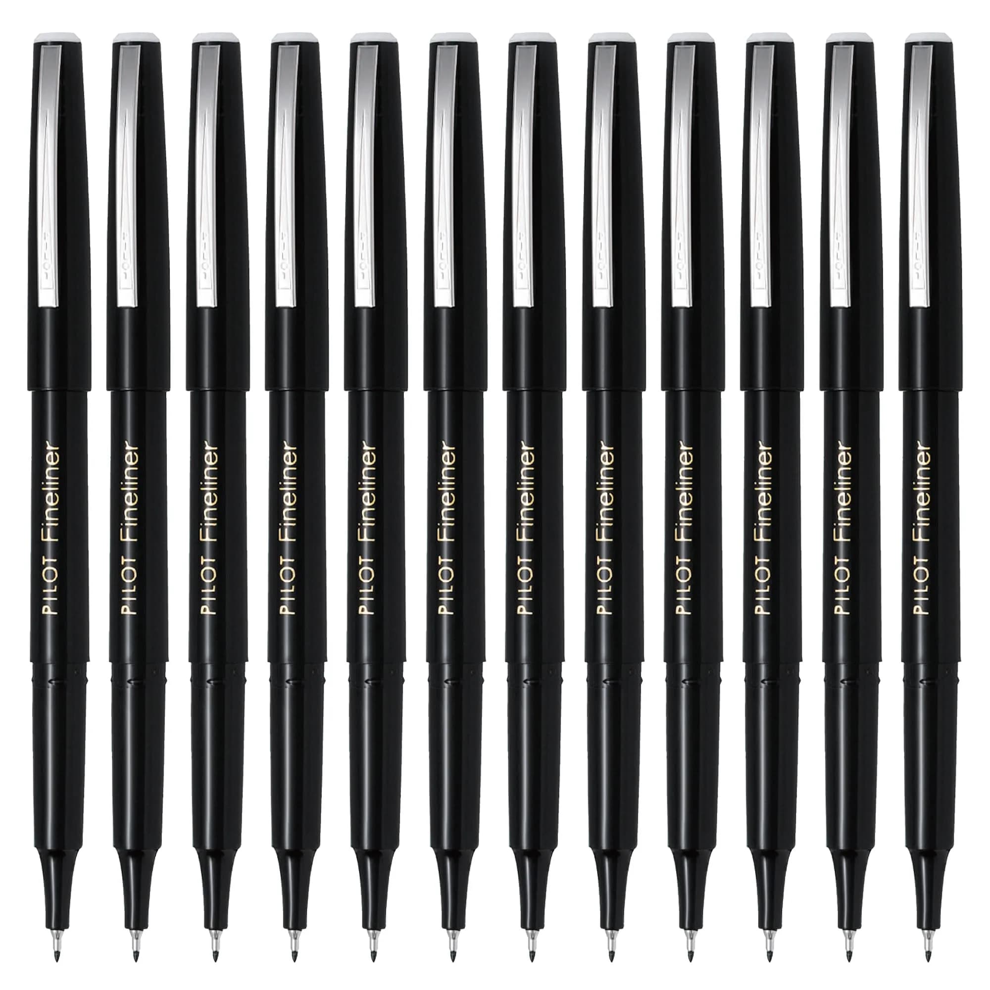 Pilot Fineliner 1.2 mm Tip | Black Ink, Box of 12 | Durable Plastic Tip for Precise Writing — Black