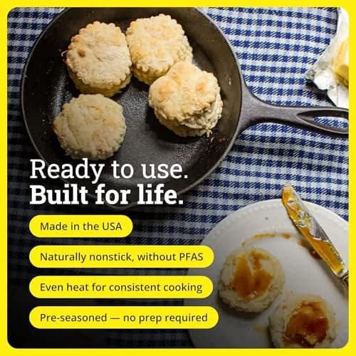 Lodge 8-Inch Cast Iron Skillet | Heavy-Duty, Pre-Seasoned for All Stovetops & Ovens thumbnail 5