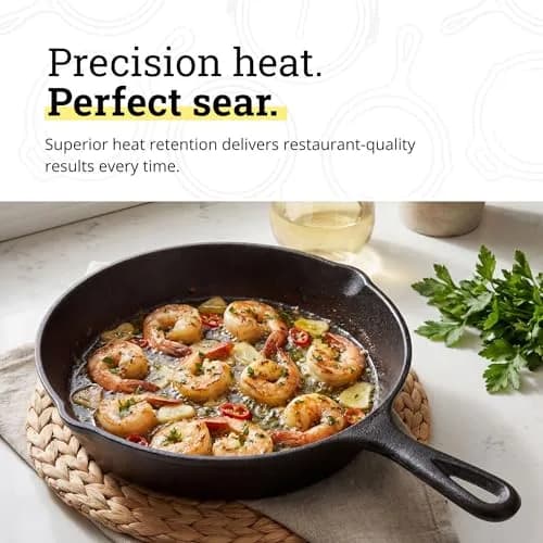 Lodge 8-Inch Cast Iron Skillet | Heavy-Duty, Pre-Seasoned for All Stovetops & Ovens thumbnail 6