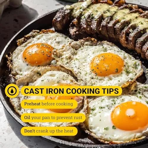 Lodge Round Seasoned Cast Iron Griddle 10.5 Inch (26.7 cm) | PFAS-Free, Even Heat Distribution thumbnail 7